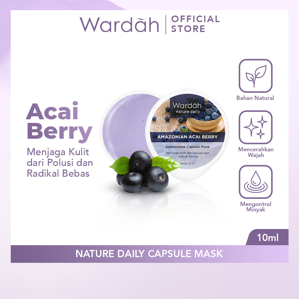 WARDAH Nature Daily Capsule Mask 10 ml - Masker Wajah Untuk Mengontrol Minyak - Mudah Digunakan dan Praktis Dibawa - Untuk Semua Jenis Kulit - Skincare