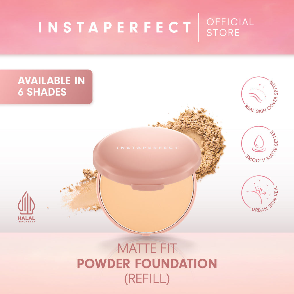 Instaperfect Refill Matte Fit Powder Foundation 13 g - Refill Bedak (Real Skin Cover Setter, Smooth Matte Finish, SPF 20 PA+++)