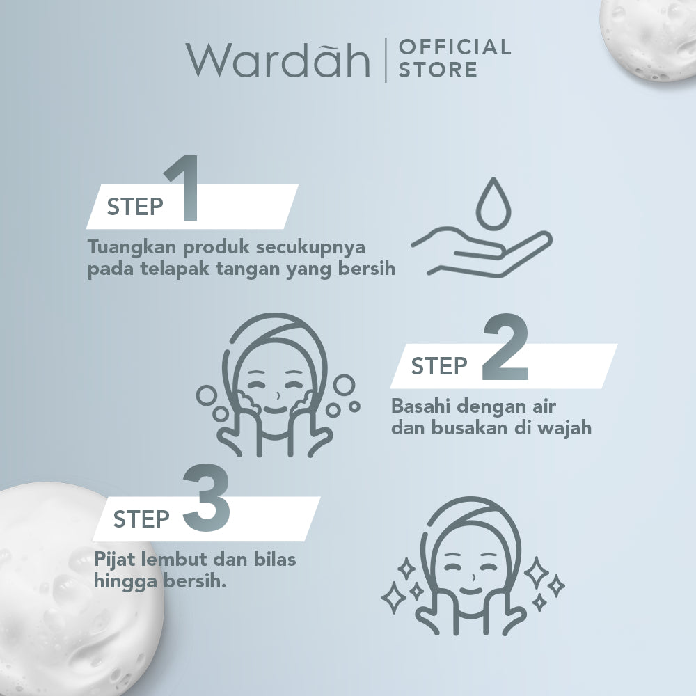 WARDAH Nature Daily Mineral+ Clarifying Facial Foam - Facial Wash Untuk Membersihkan Debu dan Minyak - Dilengkapi CarboActiv - Mengurangi Pertumbuhan Jerawat - Skincare