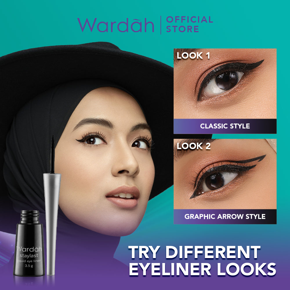 Wardah Eyexpert Staylast Liquid Eyeliner - Eyeliner Cair dengan Warna Intense dan Waterproof - Mudah Digunakan dengan Aplikator Presisi - Tahan Lama