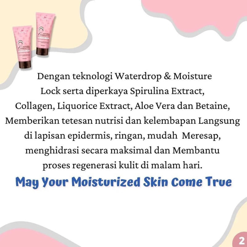 [Super Pack !!!] Viva White Waterdrop Sleeping Mask with Collagen, Aloe Vera Gel, Extract Spirulina & Licorice - 80gr - (2 pcs)