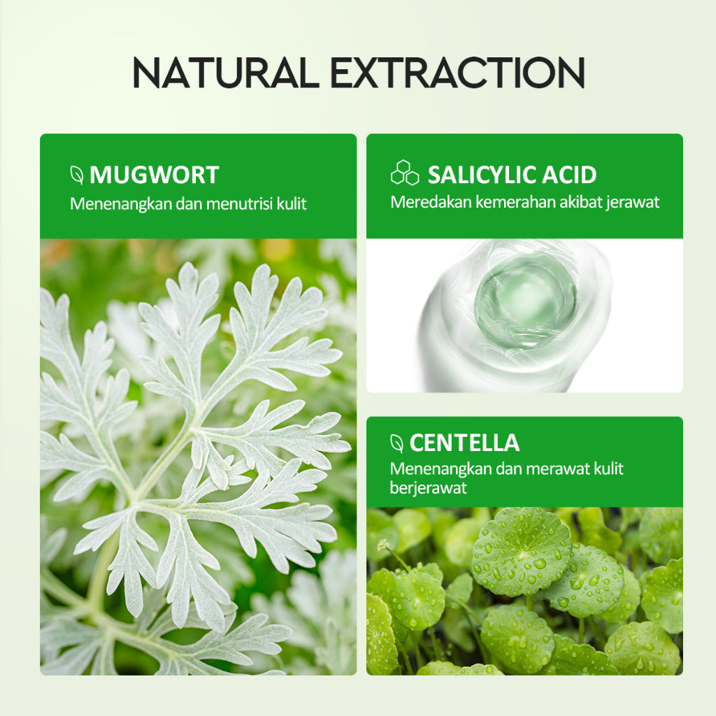 Glad2Glow Mugwort Salicylic Acid Acne Clay Stick Masker Wajah Masker Jerawat Masker Acne Masker Stick Glad2Glow Clay Stik G2G Masker Hijau Anti Pores Acne Jerawat Komedo Cleansing Masker Centella Mud Mask Facial Masker Mugwort Mask G2Glow Official Store