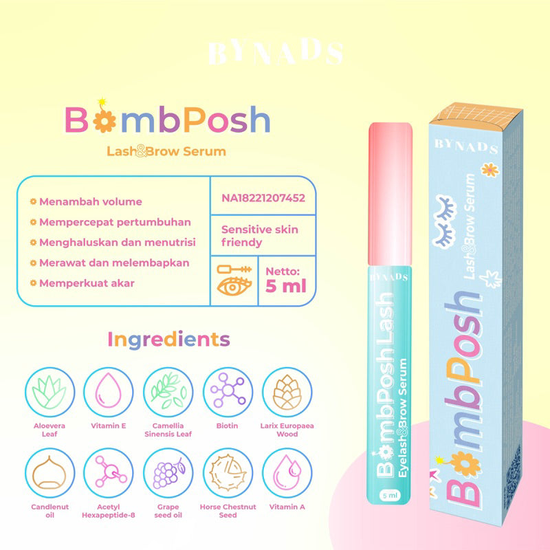 [OFFICIAL] Bynads 2in1 Bombposh Lash and Brow Serum Bynads Eyelash Brow Serum Penumbuh Bulu Mata dan Alis By Bombposh Bynads