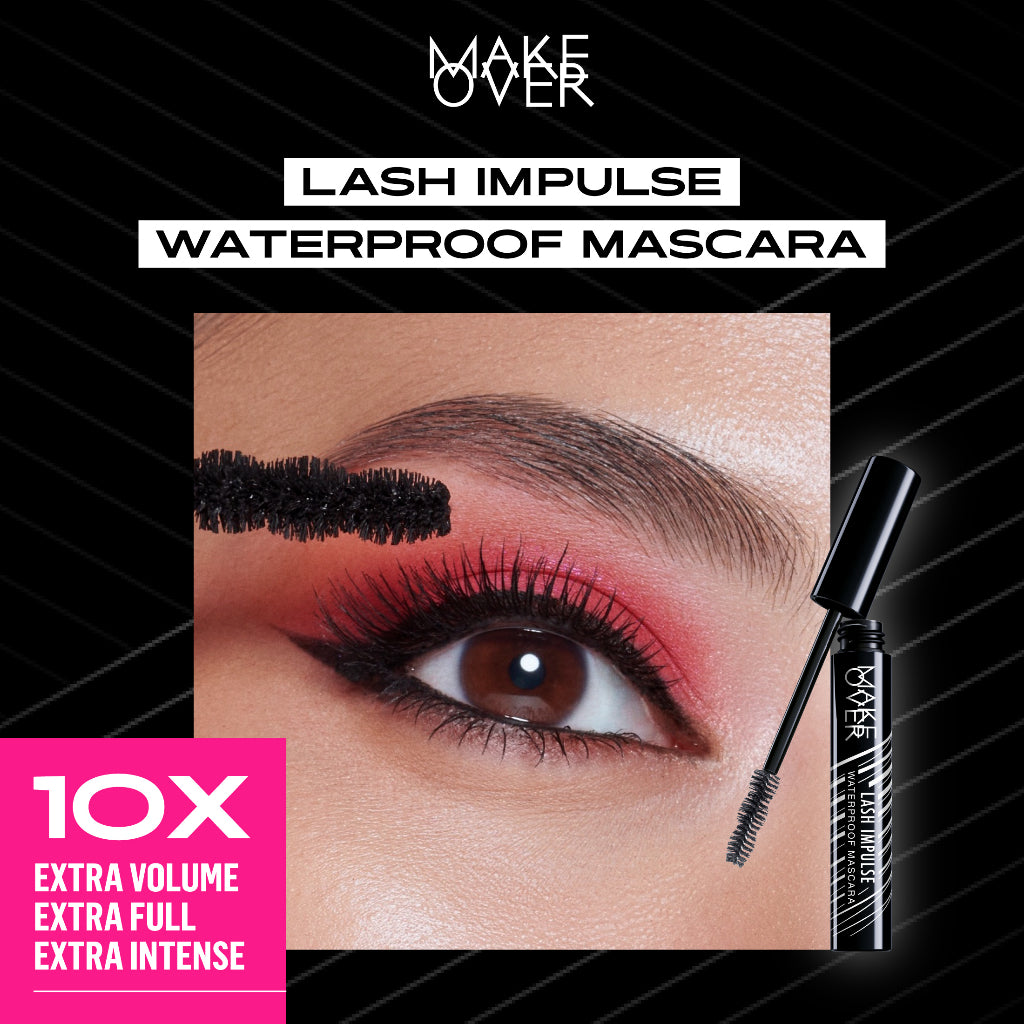 MAKE OVER Lash Impulse Mascara - Maskara waterproof volume efek panjang tidak clumpy smudgeproof tahan lama seharian mudah dibersihkan Lebaran Raya