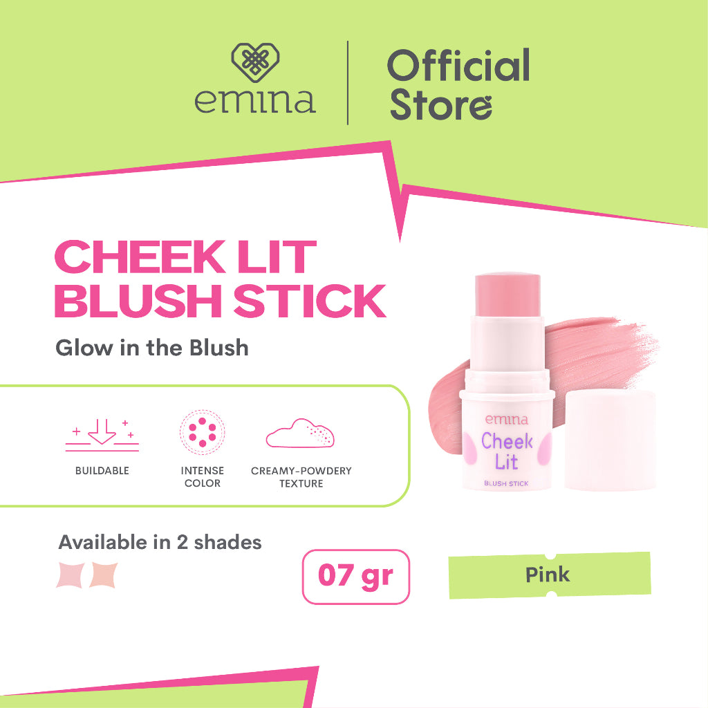 Emina Cheek Lit Blush Stick 7 g - Blush On Praktis, Tekstur Powdery to Creamy, Warna Intense