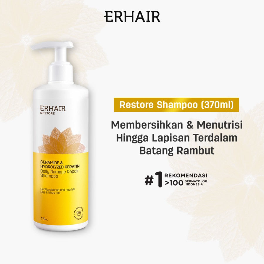 [ANTI FRIZZY] ERHAIR Restore Ceramide & Keratin Shampoo - Shampoo Rambut Kering & Rusak , Rambut berkilau, anti kusut | Ceramide & Keratin | Rambut berwarna