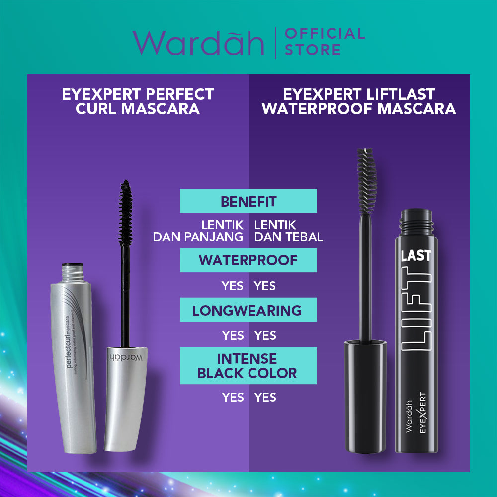 Wardah EyeXpert Perfectcurl Mascara - Mascara Waterproof Yang Melentikkan Bulu Mata Dengan Kandungan Argan Oil yang Menutrisi - Anti Air dan Tahan Lama