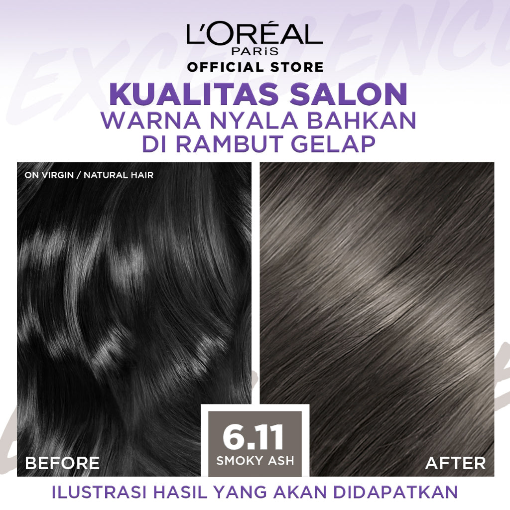 L'Oreal Paris Excellence Ash Supreme #6.11 Smoky Ash Hair Color Twinpack (Cat Rambut L'Oreal)