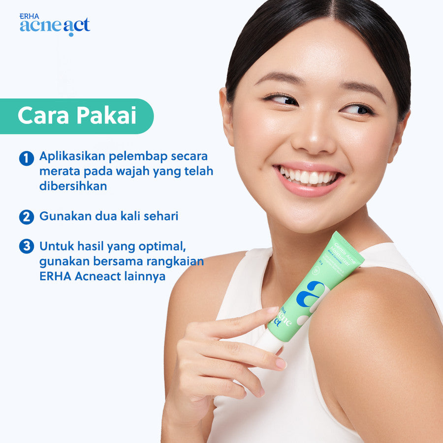 ERHA Acneact Gentle Acne Moisturizer 30g - Pelembab Wajah Jerawat Ceramide Low ph Ph Balance