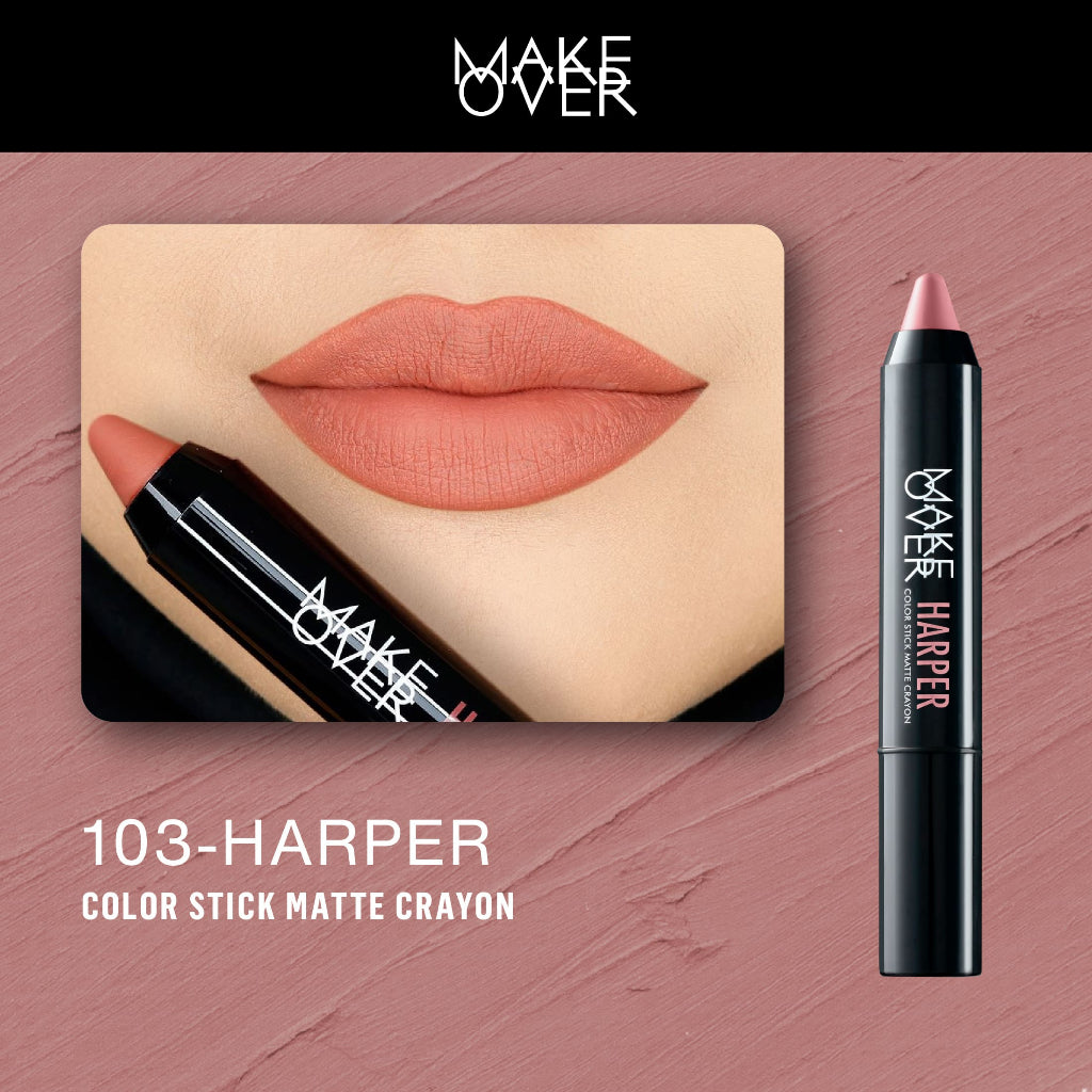 [SPECIAL MASTERSHADE] MAKE OVER Color Stick Matte Crayon 2.6 g - Lipstick Lipstik Bibir Matte untuk Base Ombre BEST SELLER Somethin Time Less w Maybe Euphoria