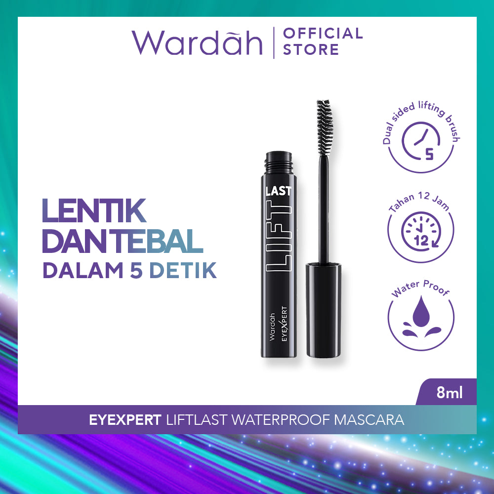 WARDAH EyeXpert Liftlast Waterproof Mascara 8ml Lentik Dalam 5 Detik, Tahan Lama 12 Jam - Maskara Anti Air Tahan Air - Makeup