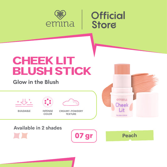 Emina Cheek Lit Blush Stick 7 g - Blush On Praktis, Tekstur Powdery to Creamy, Warna Intense