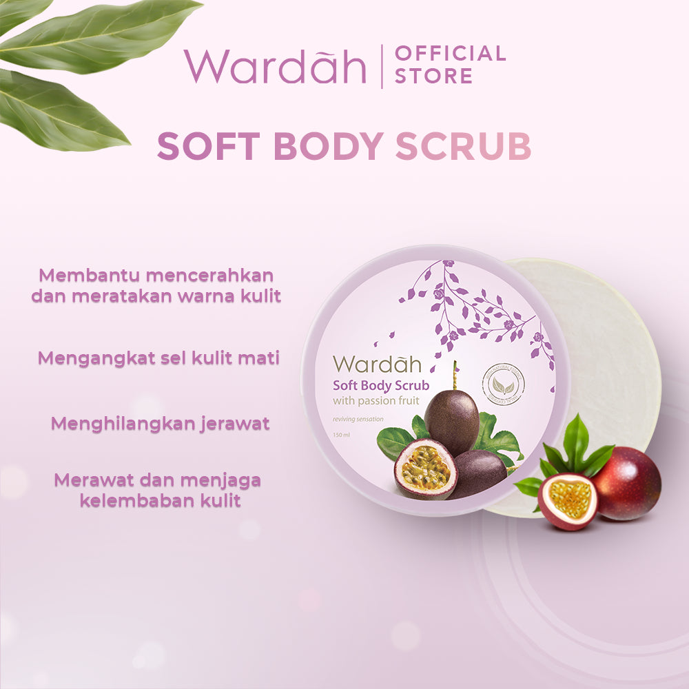 Wardah Soft Body Scrub 150 ml - Scrub Badan Melembabkan - Dilengkapi dengan Olive Oil yang dapat Mengangkat Sel Kulit Mati - Bulir Scrub Lembut Dan Wangi