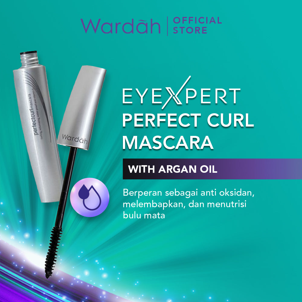 Wardah EyeXpert Perfectcurl Mascara - Mascara Waterproof Yang Melentikkan Bulu Mata Dengan Kandungan Argan Oil yang Menutrisi - Anti Air dan Tahan Lama