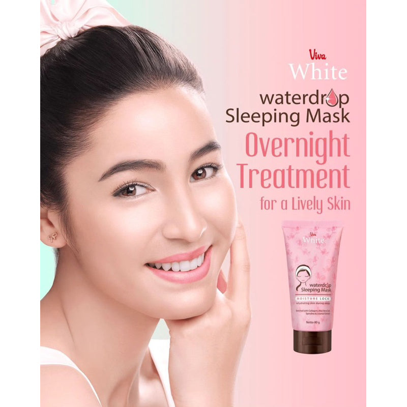 [Super Pack !!!] Viva White Waterdrop Sleeping Mask with Collagen, Aloe Vera Gel, Extract Spirulina & Licorice - 80gr - (2 pcs)