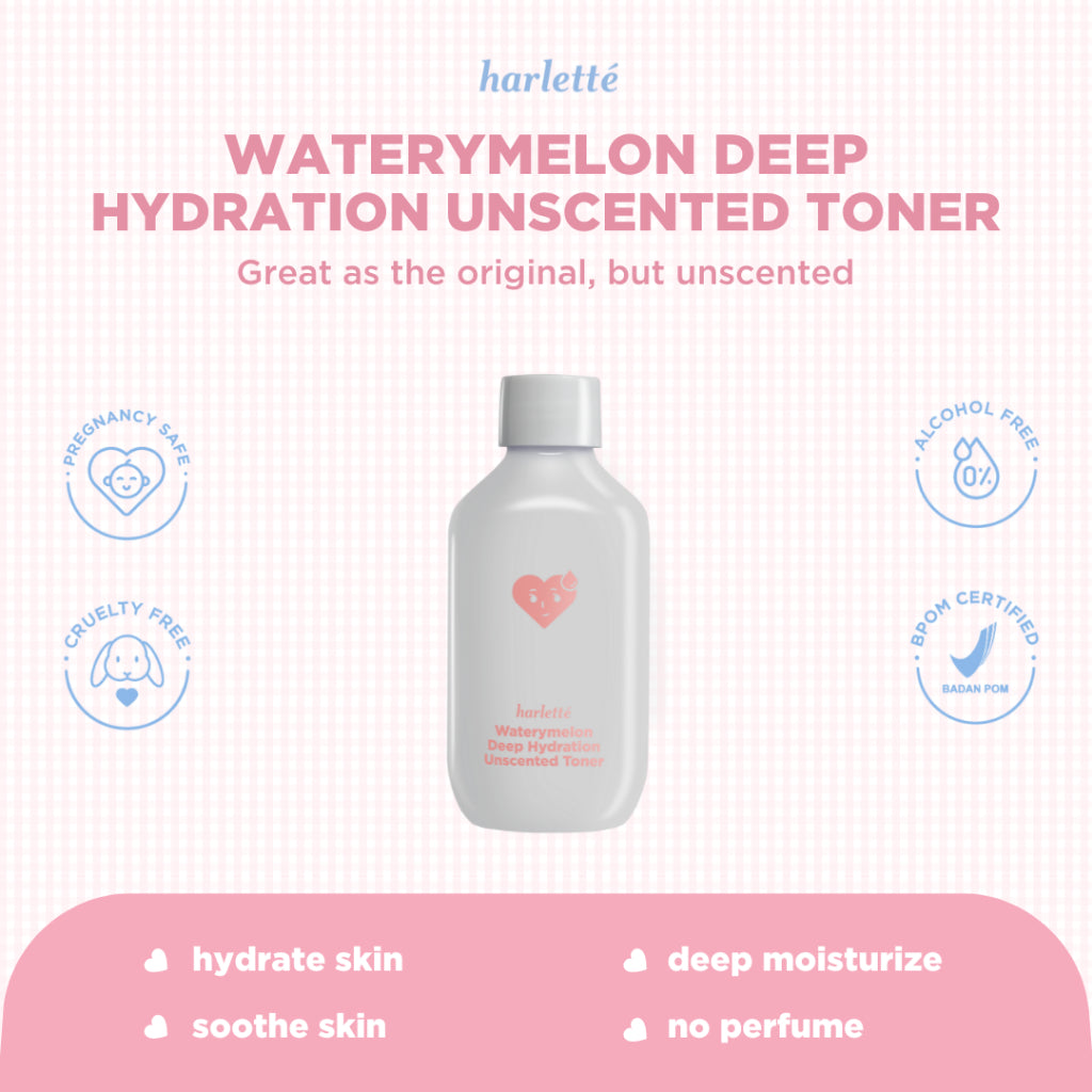 Harlette Waterymelon Deep Hydration Unscented Toner | Dry, Dehydrated, Combination, Sensitive Skin, Hydrating, Skincare Wajah