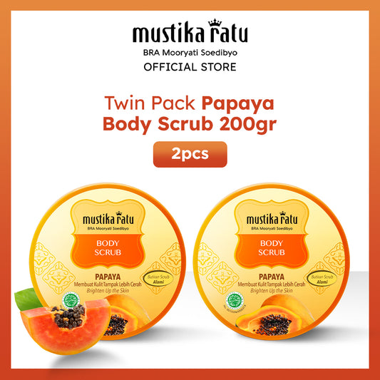 Mustika Ratu Twinpack Body Scrub Papaya 200gr mencerahkan kulit dengan aroma pepaya