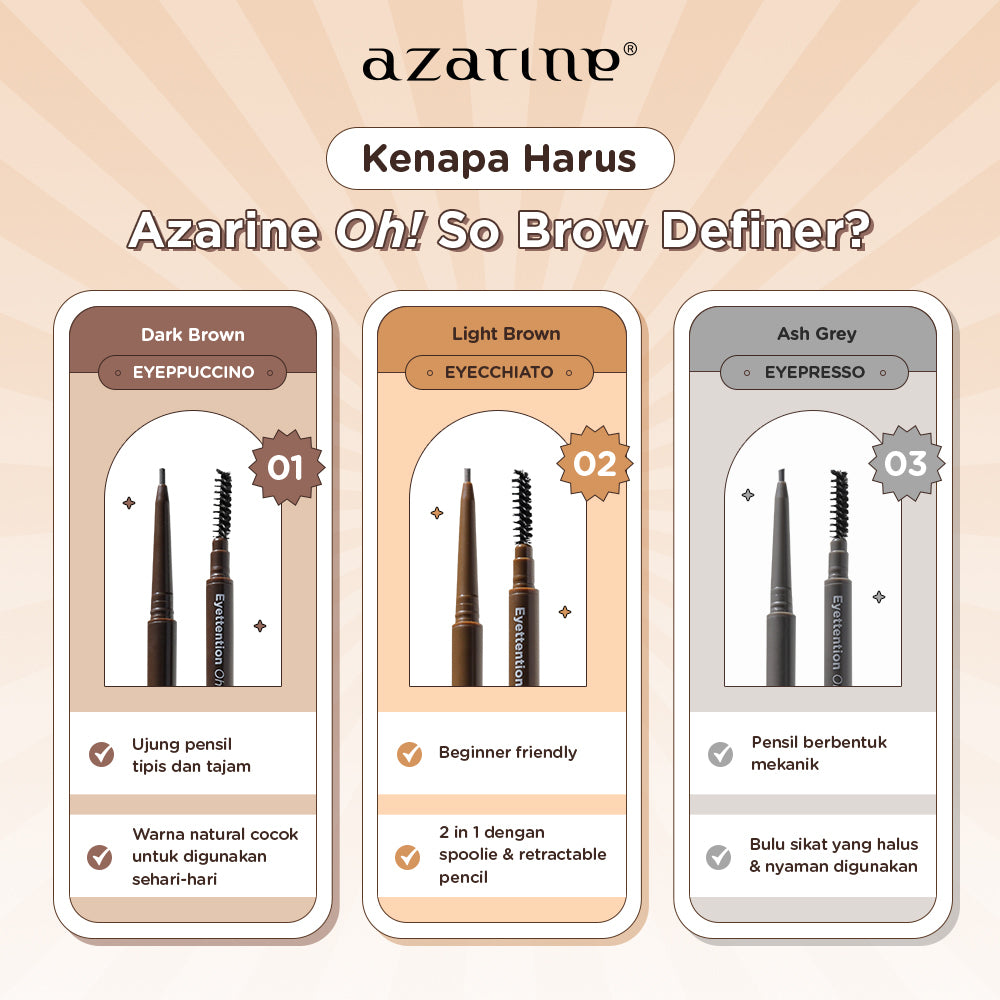 Azarine Oh! MY BROW DEFINER Eyebrow Pemula Beginner Friendly Tahan Lama 0.06gr