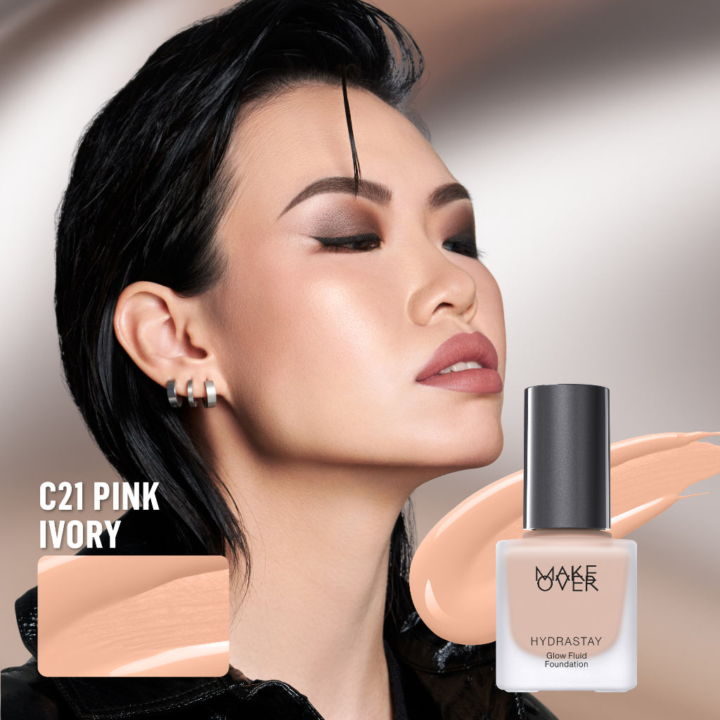 MAKE OVER Hydrastay Glow Fluid Foundation - Glow high coverage ringan poreless hydrating untuk makeup tahan lama non-comedogenic