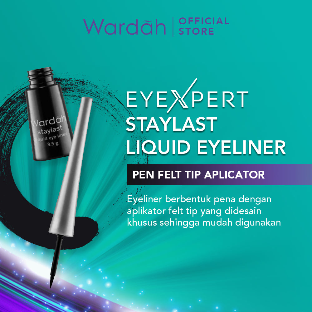 Wardah Eyexpert Staylast Liquid Eyeliner - Eyeliner Cair dengan Warna Intense dan Waterproof - Mudah Digunakan dengan Aplikator Presisi - Tahan Lama