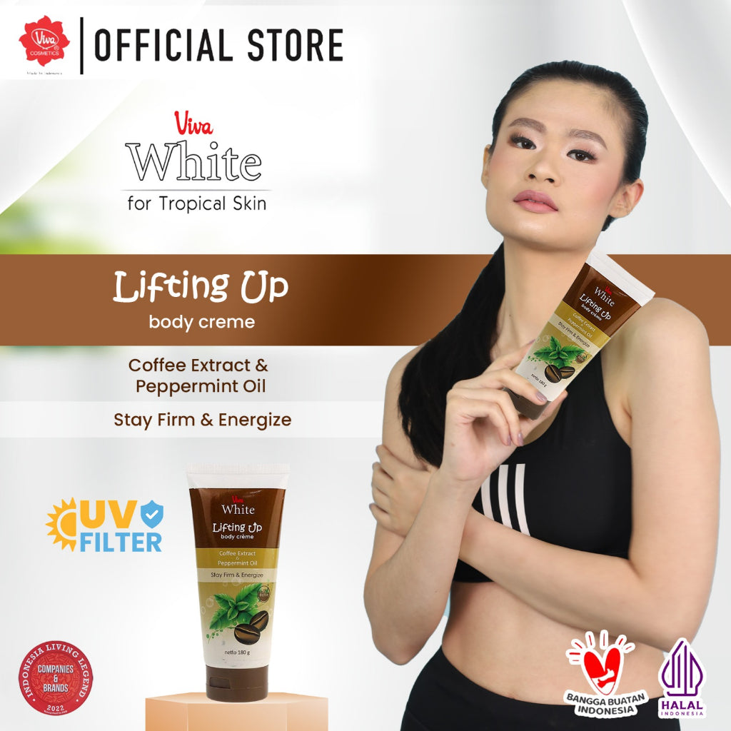 Viva White Lifting Up FIRMING & ENERGIZING Body Creme with UV FILTER, Peppermint Oil, Coffee Extract & Moisturizer - 180gr