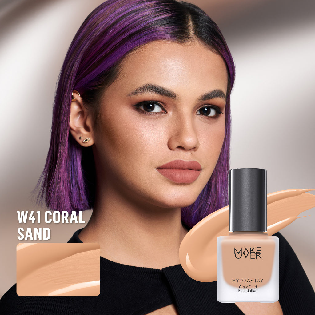 MAKE OVER Hydrastay Glow Fluid Foundation - Glow high coverage ringan poreless hydrating untuk makeup tahan lama non-comedogenic