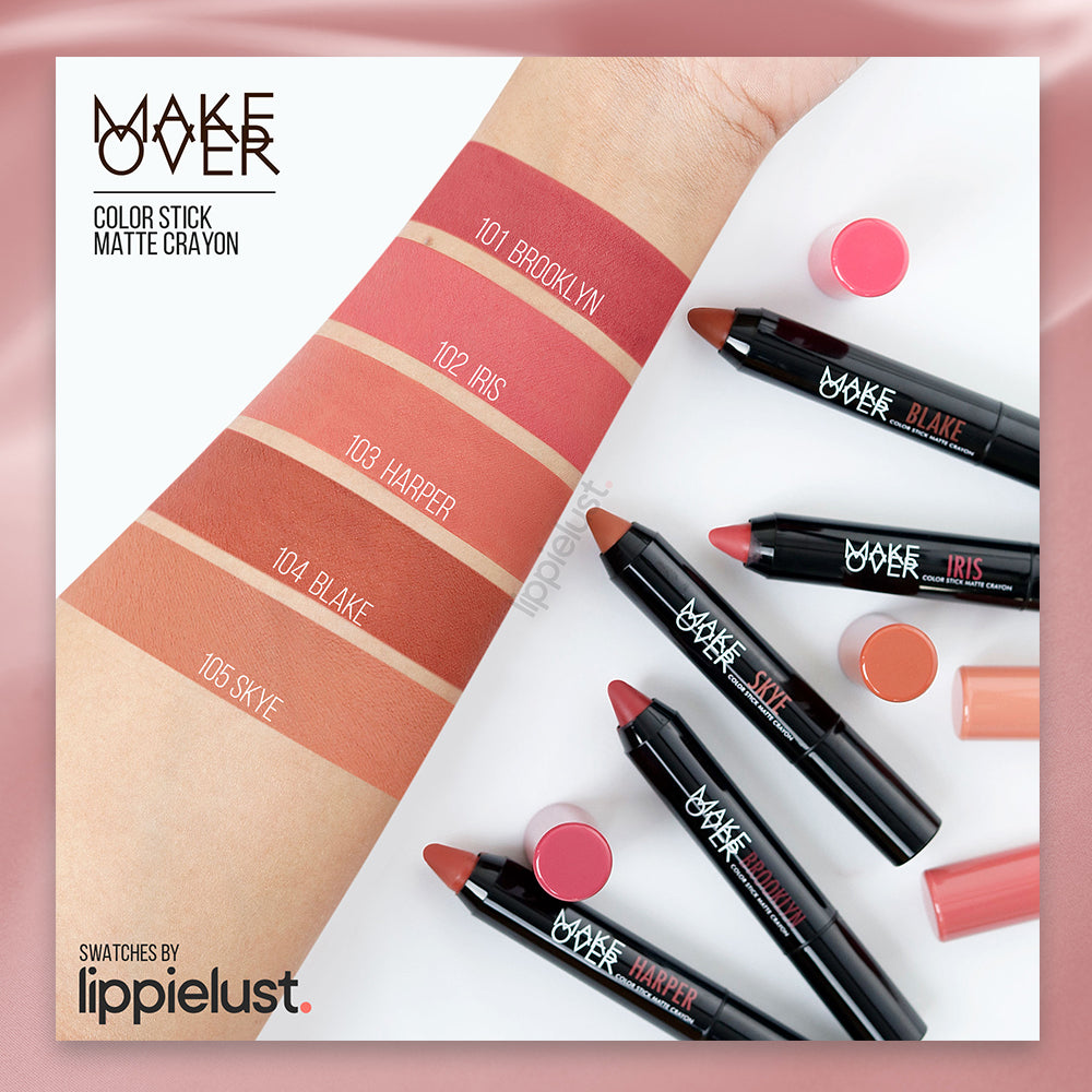 [SPECIAL MASTERSHADE] MAKE OVER Color Stick Matte Crayon 2.6 g - Lipstick Lipstik Bibir Matte untuk Base Ombre BEST SELLER Somethin Time Less w Maybe Euphoria