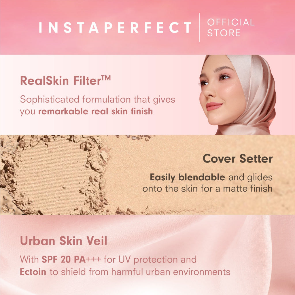 Instaperfect Refill Matte Fit Powder Foundation 13 g - Refill Bedak (Real Skin Cover Setter, Smooth Matte Finish, SPF 20 PA+++)