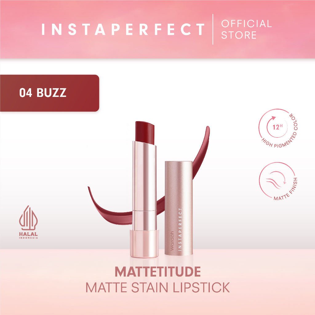 Instaperfect MATTETITUDE Matte Stain Lipstick 3.5 g - Lipstick (High Pigmented & Tahan Lama Hingga 10 Jam)