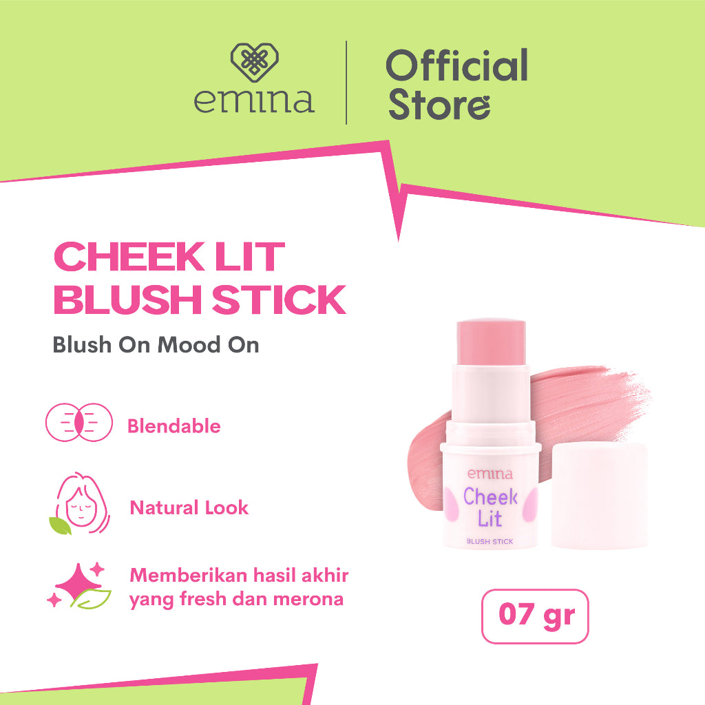 Emina Cheek Lit Blush Stick 7 g - Blush On Praktis, Tekstur Powdery to Creamy, Warna Intense