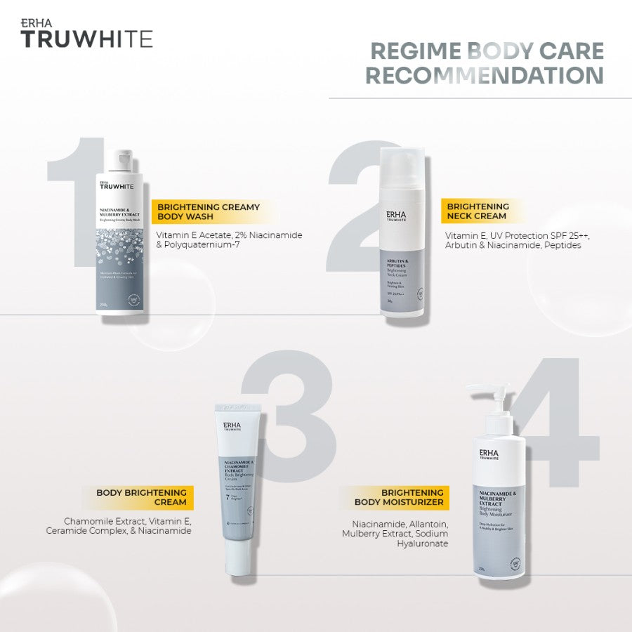 ERHA Truwhite Niacinamide & Mulberry Extract Brightening Creamy Body Wash - Sabun Pencerah Badan