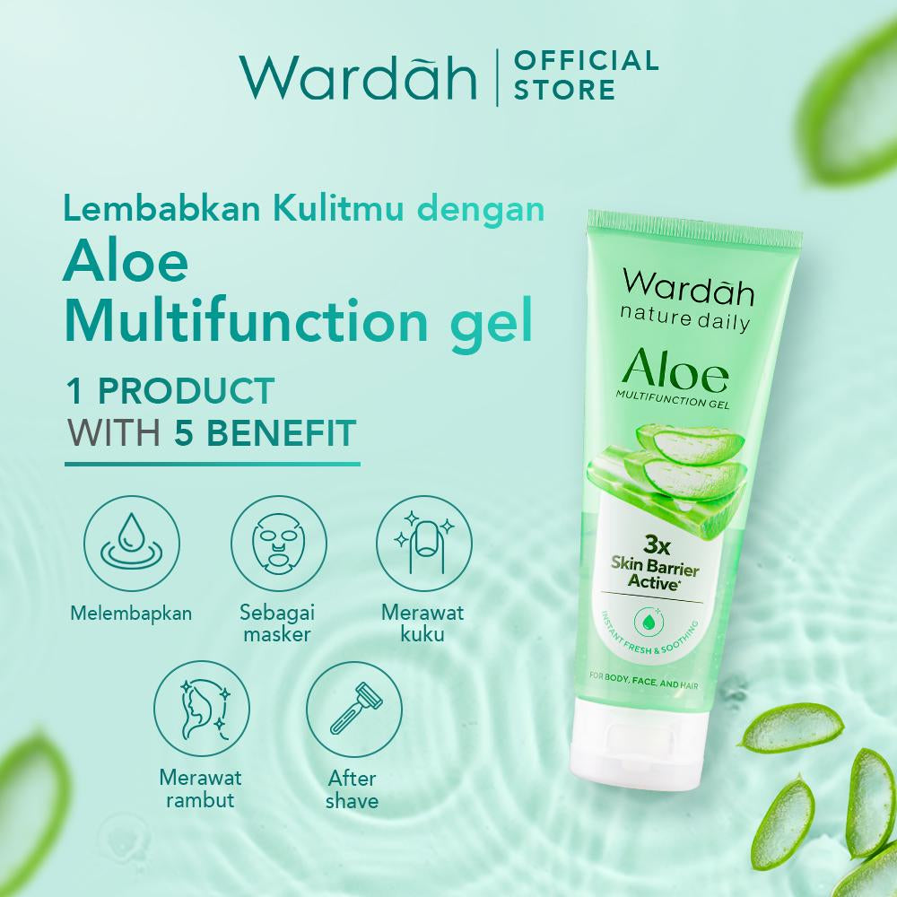 WARDAH Nature Daily Aloe Multifunction Gel - Melembabkan dan Menenangkan - Multifungsi untuk Badan, Wajah, Kuku, dan Rambut - Skincare