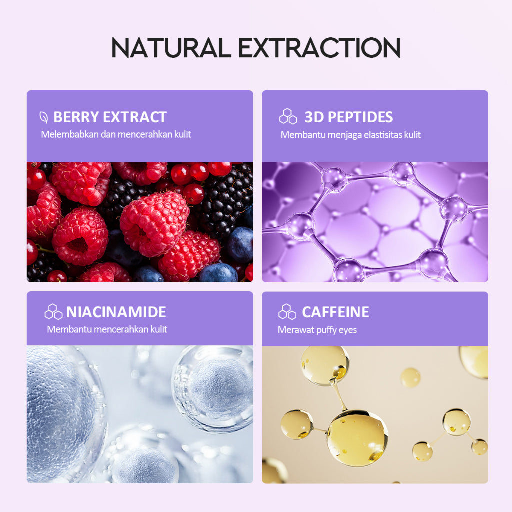 Glad2Glow Berry Eye Cream Brightening Eye Serum | Krim Mata with Electronic Massager with Peptide mata panda  kantung mata untuk Mengurangi Kantung Mata Eye Cream Eye Serum Penghilang Mata Panda Kantung Mata Cream Treatment g2glow official store