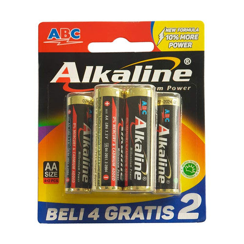 ANEKA BATERAI ALAKALINE ABC BATTERY ALKALINE  LR-20-2B   ABC BATTERY ALKALINE 9VOLT 6LR61   ABC BATTERY ALKALINE LR03 4B+2   ABC BATTERY ALKALINE LR03-2B+1B   ABC BATTERY ALKALINE LR06 4B+2   ABC BATTERY ALKALINE LR06-2B+1B   ABC BATTERY SPW 9 VOLT   ABC