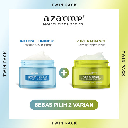 [Twin Pack] Azarine Barrier Moisturizer Series Pelembab Wajah Cream Gel Facial Moisturizer Instant Moist Mencerahkan Kulit Kusam Berjerawat Sensitif [2x30g]