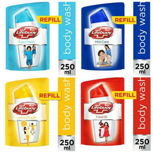 LIFEBUOY ANEKA SABUN MANDI BODY WASH REFILL MATCHA LEMON FRESH TOTAL 10 250 ML