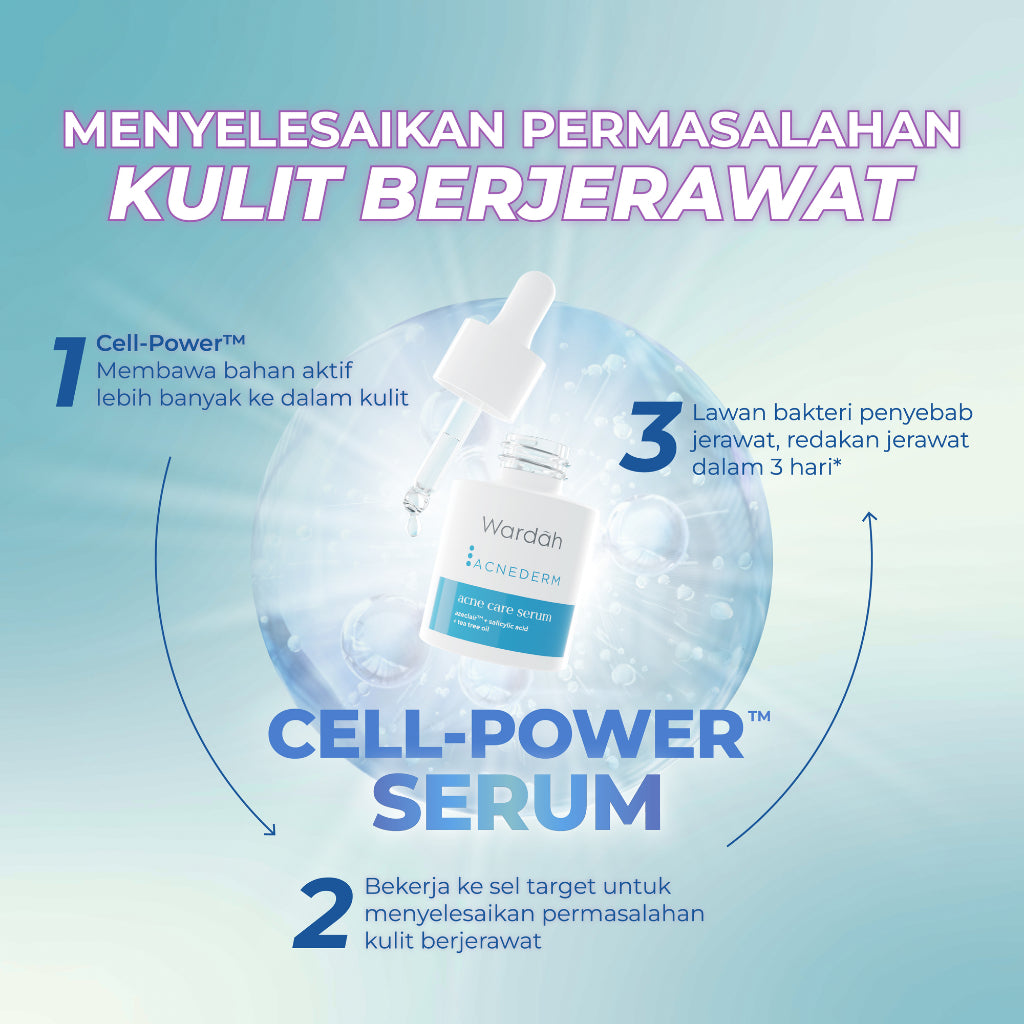 WARDAH 5% Azeclair + Salicylic Acid Acnederm Acne Care Serum 15 ml - Serum dengan Tea Tree Oil - Serum Jerawat dan Mencerahkan Kulit - Menyamarkan Noda Bekas, Mengurangi Minyak Berlebih - Skincare