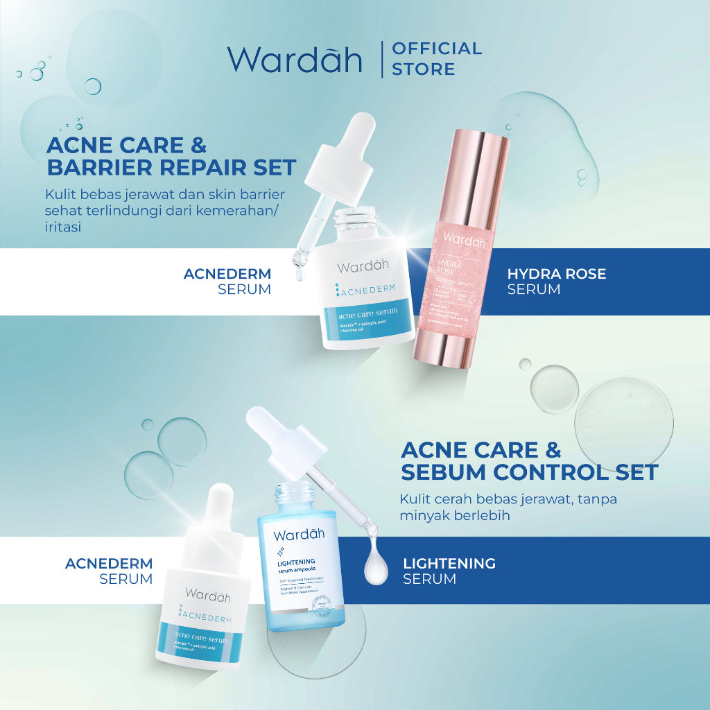 WARDAH 5% Azeclair + Salicylic Acid Acnederm Acne Care Serum 15 ml - Serum dengan Tea Tree Oil - Serum Jerawat dan Mencerahkan Kulit - Menyamarkan Noda Bekas, Mengurangi Minyak Berlebih - Skincare