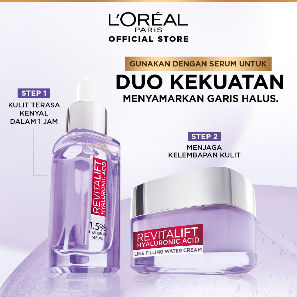 L'Oreal Paris Revitalift Hyaluronic Acid Plumping Moisturizer Day Cream Skin Care 50 ml & 15ml Kulit kering, Garis halus, Kerutan wajah, skin barrier   Anti aging skincare, Anti aging cream