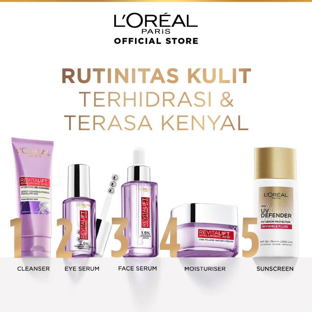 L'Oreal Paris Revitalift Hyaluronic Acid Plumping Moisturizer Day Cream Skin Care 50 ml & 15ml Kulit kering, Garis halus, Kerutan wajah, skin barrier   Anti aging skincare, Anti aging cream
