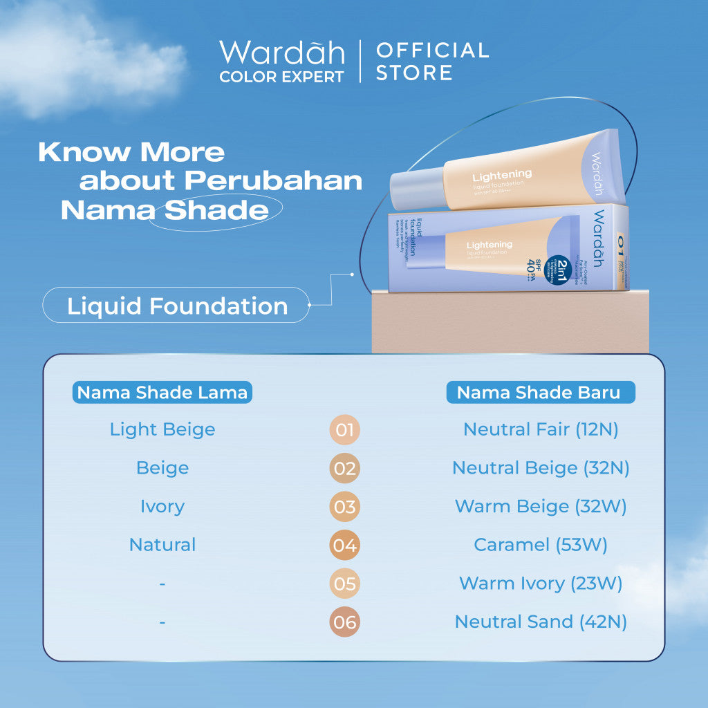 WARDAH Lightening Liquid Foundation 25ml - Base Makeup dengan Skin-Like to High Coverage yang Mengandung SPF 40 PA+++ dan Serum Niacinamide Untuk Hasil Makeup Flawless dan Cerah - Makeup - Foundation - Bedak - Cushion -  Foundation Anti Longsor