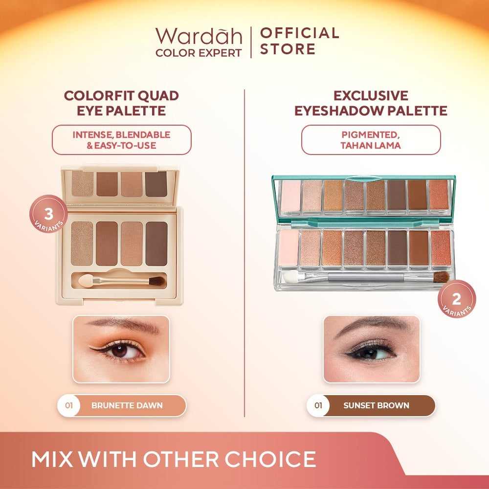 WARDAH Colorfit Quad Eye Palette - Eyeshadow 4 in 1 Pigmented, Blendable, Mudah Digunakan - Eye shadow - Makeup