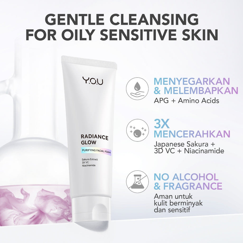 YOU Radiance Glow Purifying Facial Foam Brightening Vitamin C Niacinamide Amino Gentle Cleansing Mencerahkan