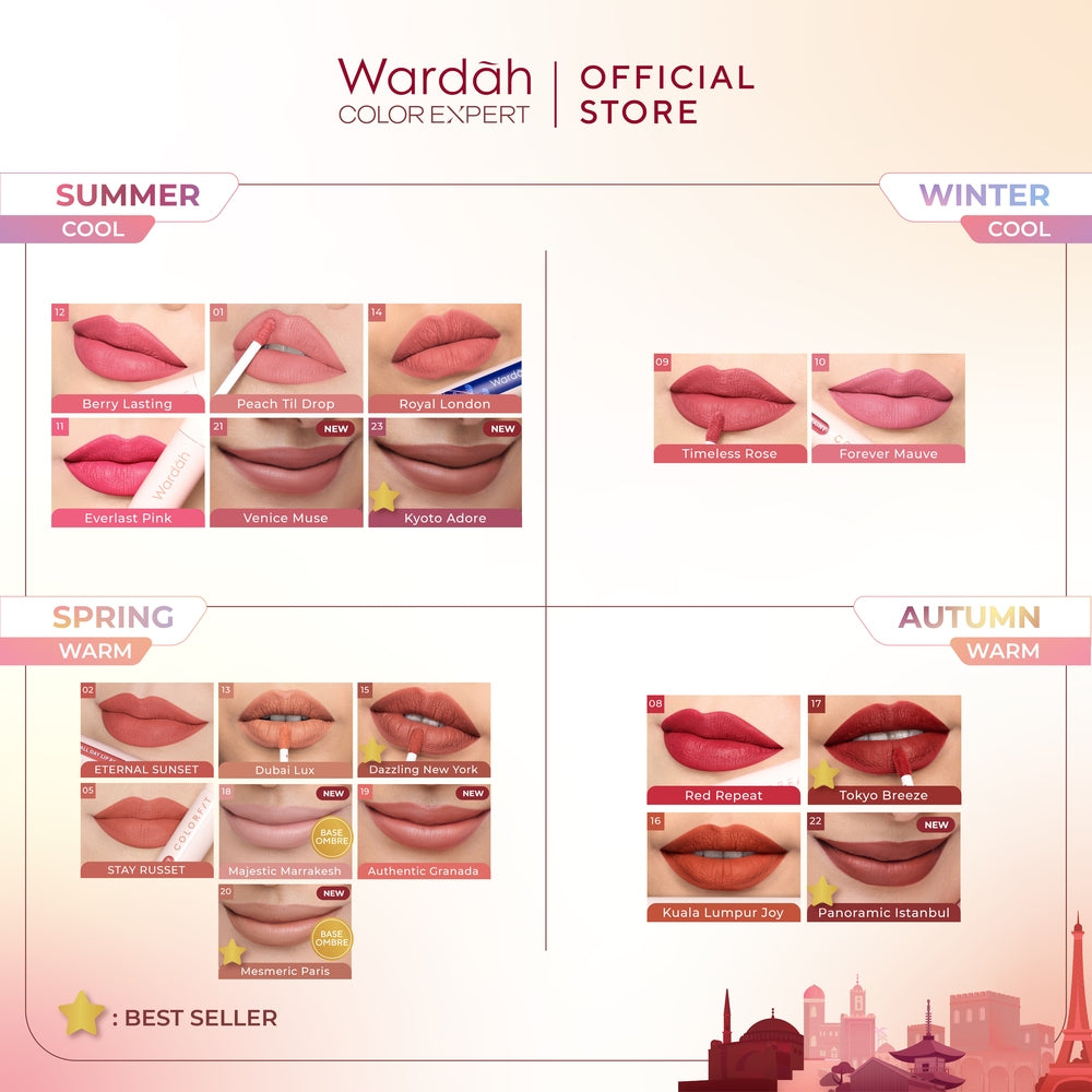 [LIP MATTE TAHAN LAMA] WARDAH Colorfit Last All Day Lip Paint 4 gr (Shade 1-12) Tahan Lama Hingga 12 Jam - Transferproof dengan One Swipe Coverage - Warna Intense - Lipstik Tahan Air dan Minyak - Liptint Anak Sekolah - Liptint - Makeup