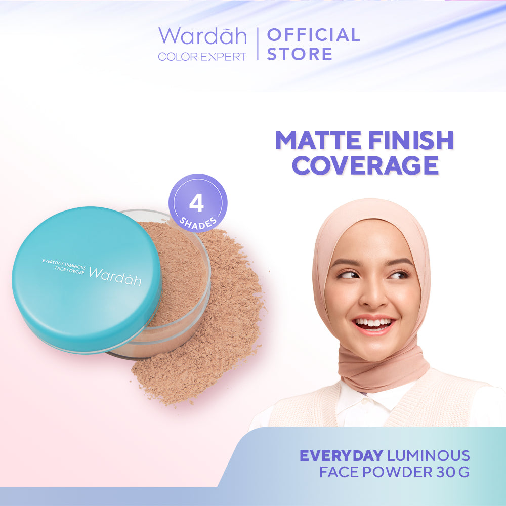 WARDAH Everyday Luminous Face Powder 30 g - Bedak Tabur Yang Halus, Natural, Ringan dan Melembabkan - Oil Control, Tahan Lama Untuk Semua Jenis Kulit - Makeup - Cocok Dipakai dengan Cushion
