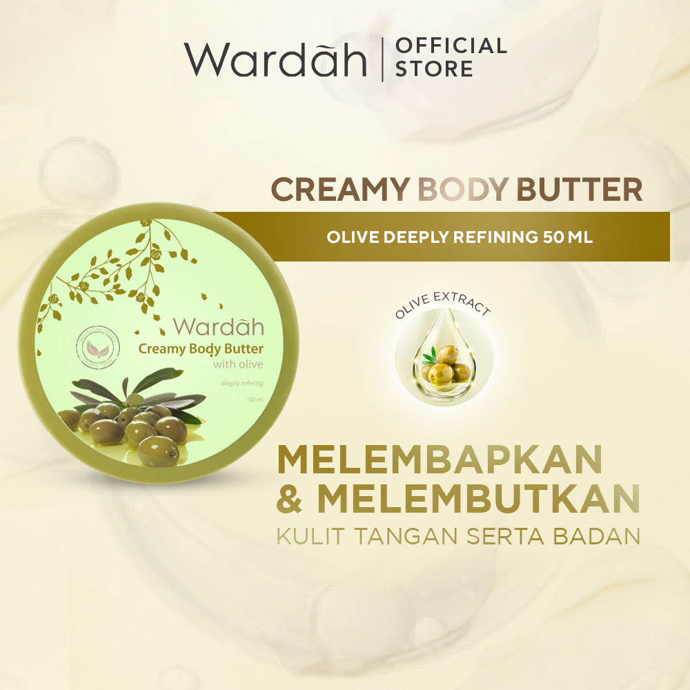 Wardah Creamy Body Butter 50 ml - Membantu melembabkan dan melembutkan kulit tangan serta badan - Mengandung Vitamin E dan Ekstrak Bahan Natural