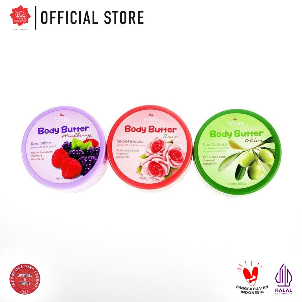 Viva White Body Butter Mulberry (WHITENING) with SHEA BUTTER, VIT E & NATURAL OIL - 200 Gr
