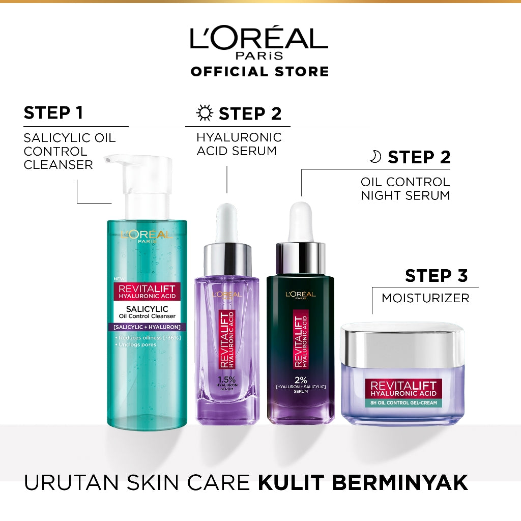 L'Oreal Paris Revitalift Hyaluronic Acid Oil Control 2% Hyaluronic Acid + Salycilic Acid Night Serum
