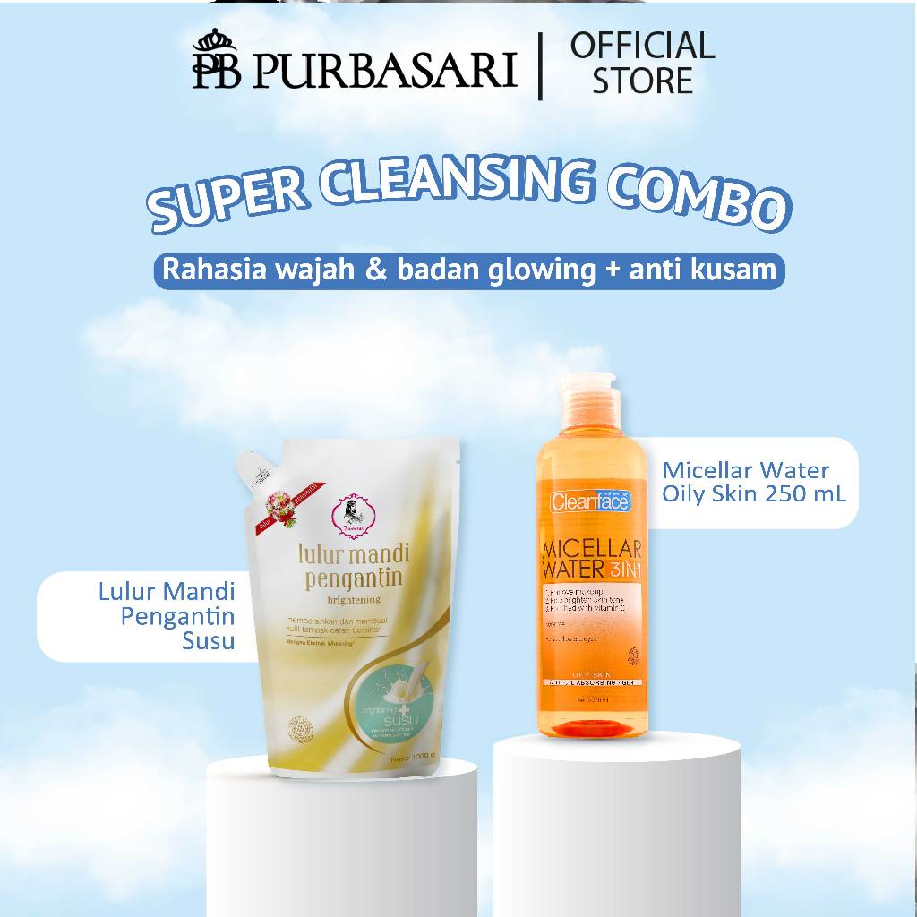 [ISI 2PCS] Purbasari Lulur Mandi Pengantin 1kg + Cleanface Micellar Water Oily Skin 250ml