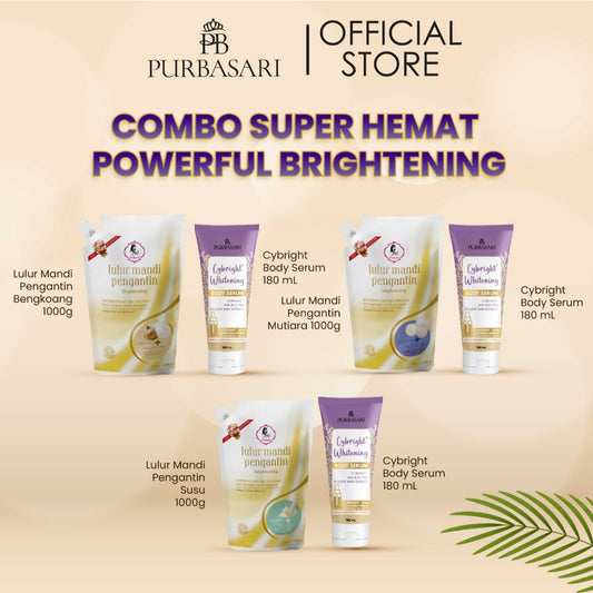 [ISI 2PCS] Bundle Purbasari Lulur Pengantin 1kg & Cybright Whitening Body serum 180ml